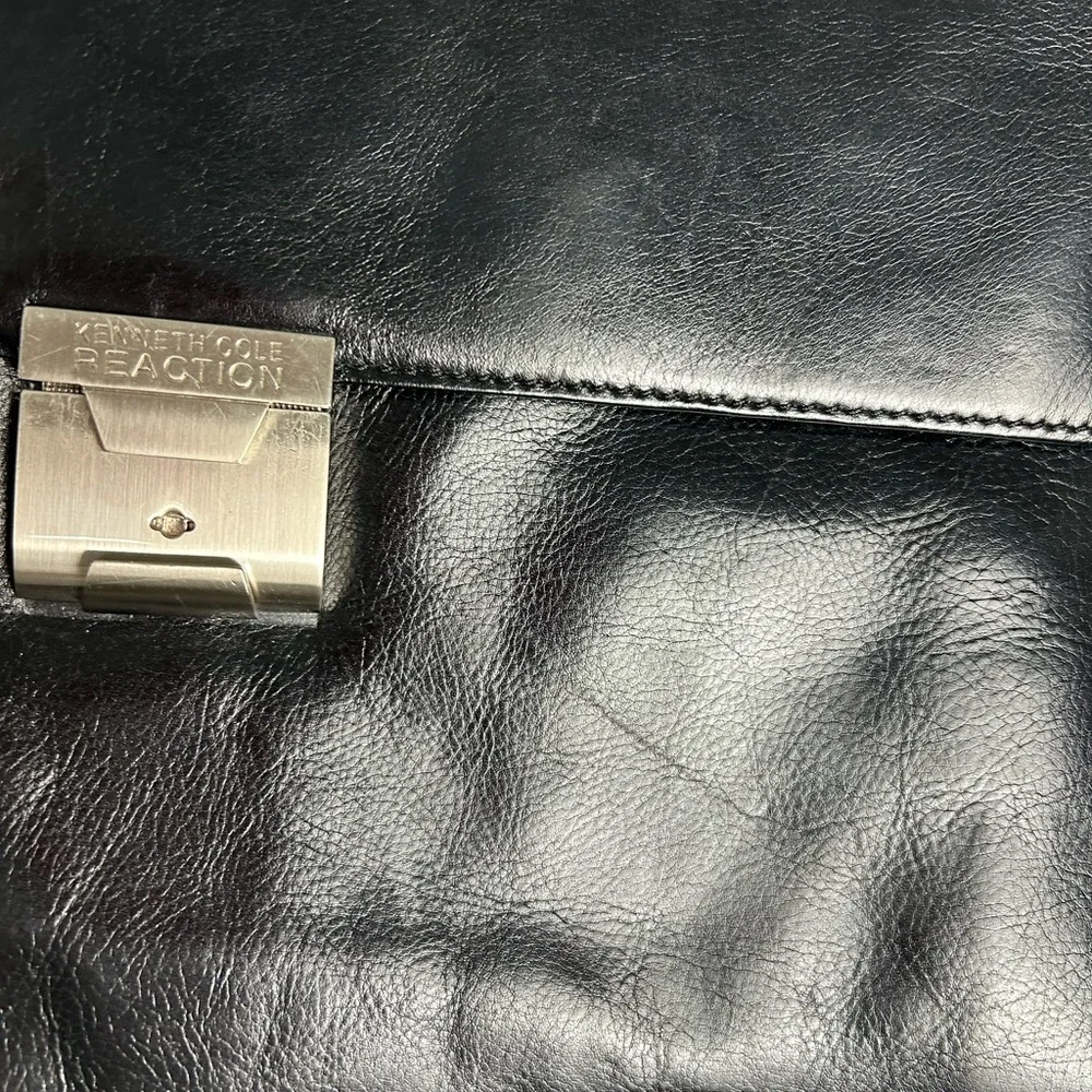 Kenneth Cole Midnight Black Leather Briefcase